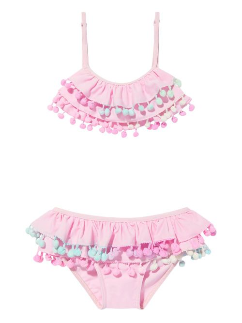 Ruffled pom-pom bikini - Pink