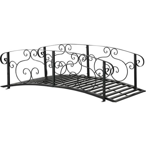 Outsunny Metal Garden Bridge with Railings Steel Decorative Pond Bridge Black Aosom.co