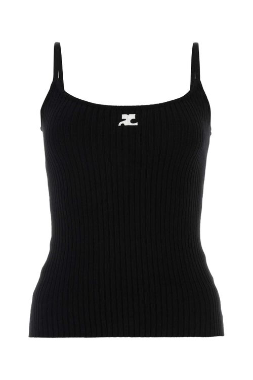 Courreges Knit Tank Top — Black