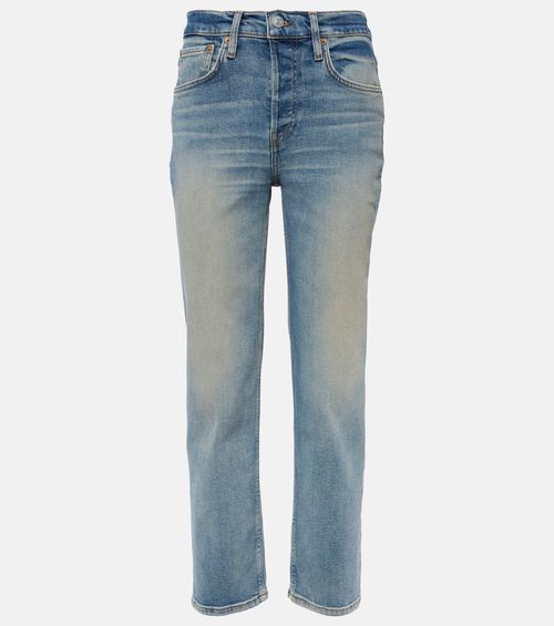 Mid Rise Stove Pipe straight jeans
