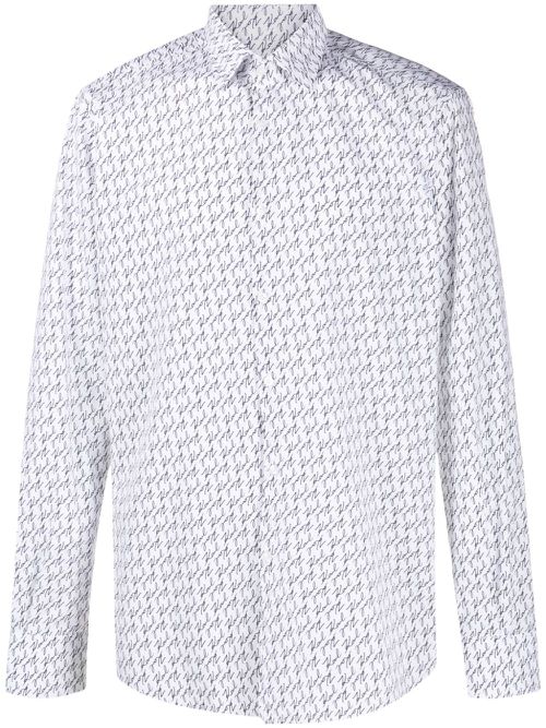 Karligraphy-motif cotton shirt - Yellow