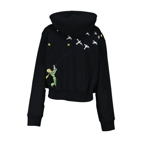 Peter Pan Embroidered Cotton Hoodie — black