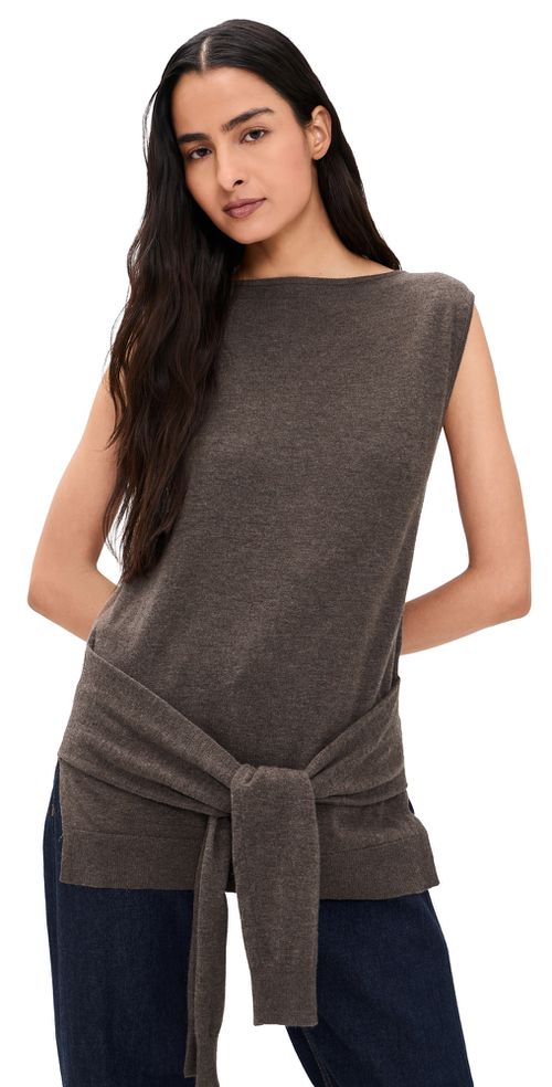 Fine Merino Tie Waist Top Mulch
