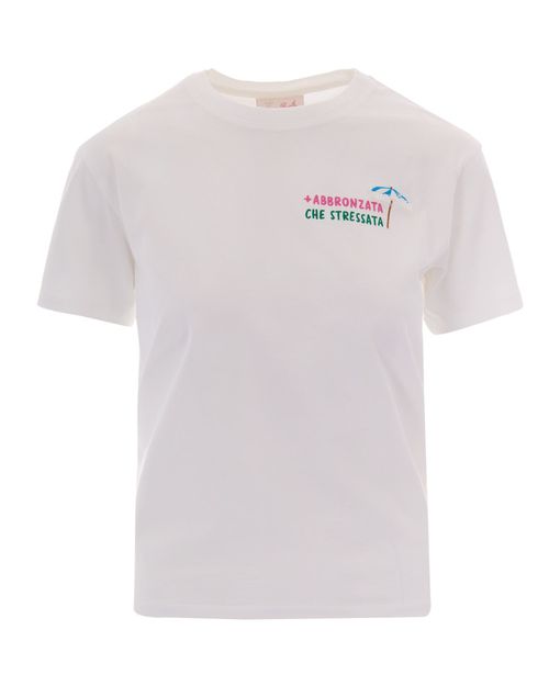 White Embroidered Crew Neck T-Shirt