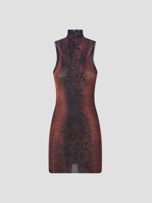 High Neck Mesh Mini Dress