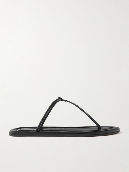 T Leather Sandals - Black