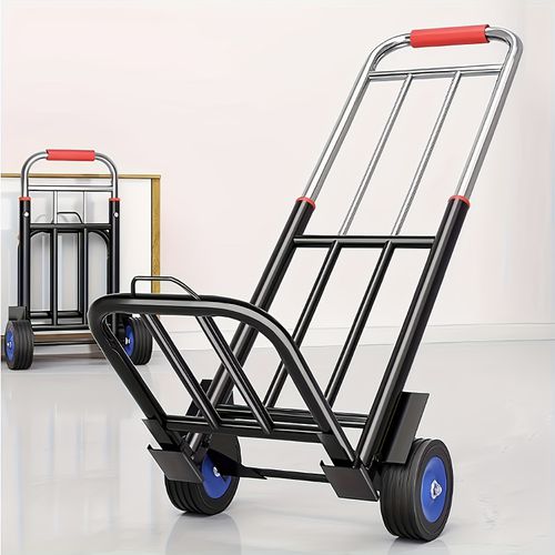 TEMU Heavy-duty Foldable Stair Climbing Hand Truck - 330 Lbs Capacity Utility Cart With Large -terrain Wheels, -step Folding Dolly Suitable For