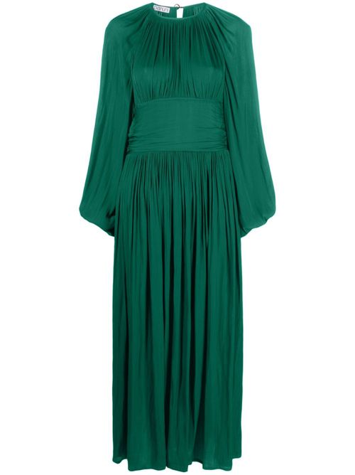 Poet-sleeve flared maxi dress - Green