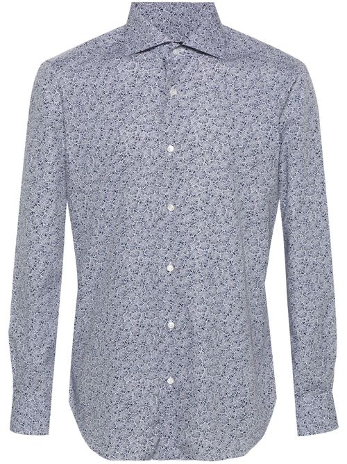 Floral-print cotton shirt - Black