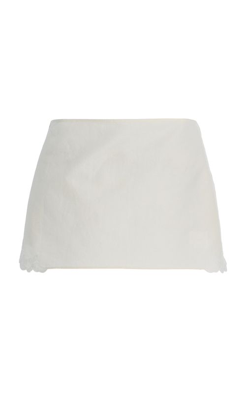 Lace-Detailed Linen-Cotton Mini Skirt