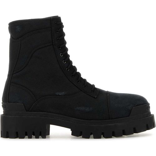 Balenciaga Slate Canvas Combat Strike Ankle Boot