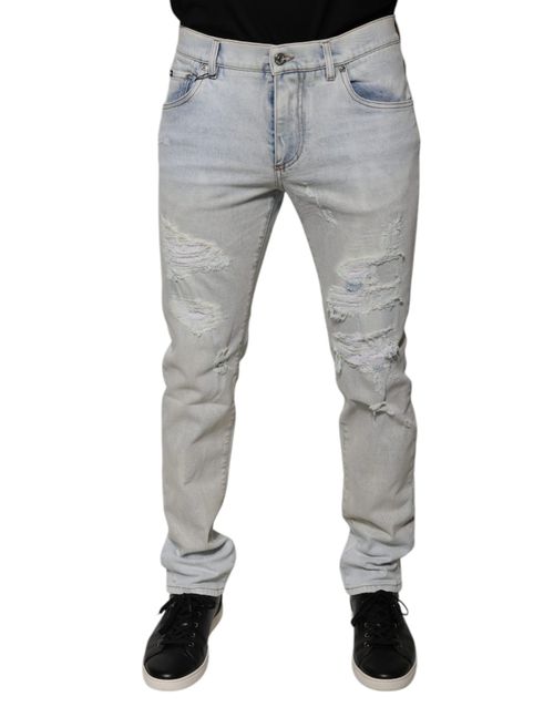 Tattered Skinny Denim Jeans — Blue