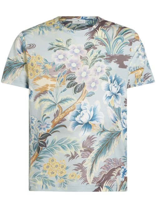 Floral-print T-shirt - Blue