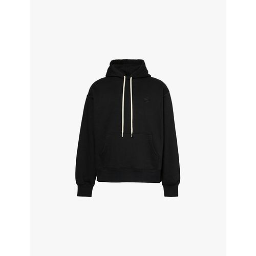 Mens Black Six Tonal-embroidery Relaxed-fit Cotton-jersey Hoody M