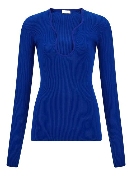 Ribbed long-sleeve top - Blue