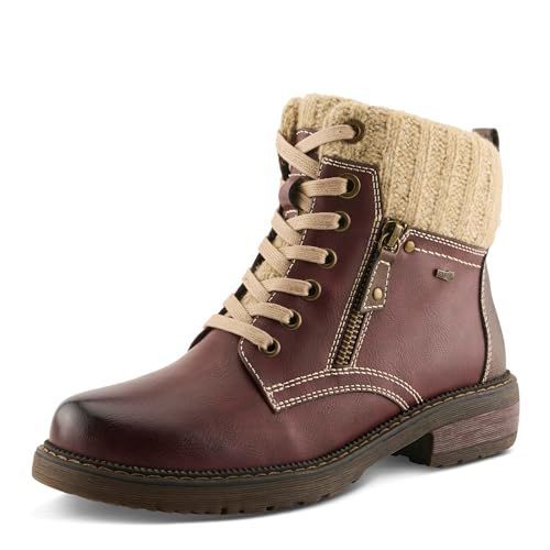 Spring Step Relife Khazera Women's Waterproof Ankle Boots with Full-Length Zipper – Western Outdoor Style Bordeaux