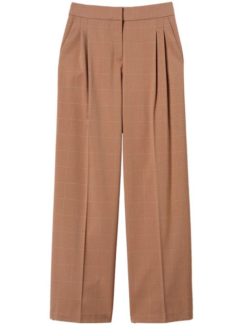 Check pattern palazzo trousers - Neutrals