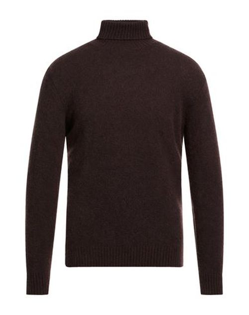 Man Turtleneck Chocolate brown Size 42 Cashmere, Silk, Polyester