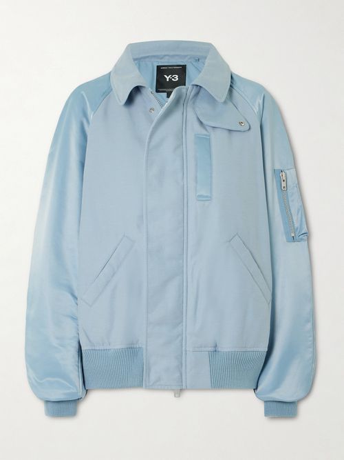 + Y-3 Sateen And Flannel Bomber Jacket - Blue
