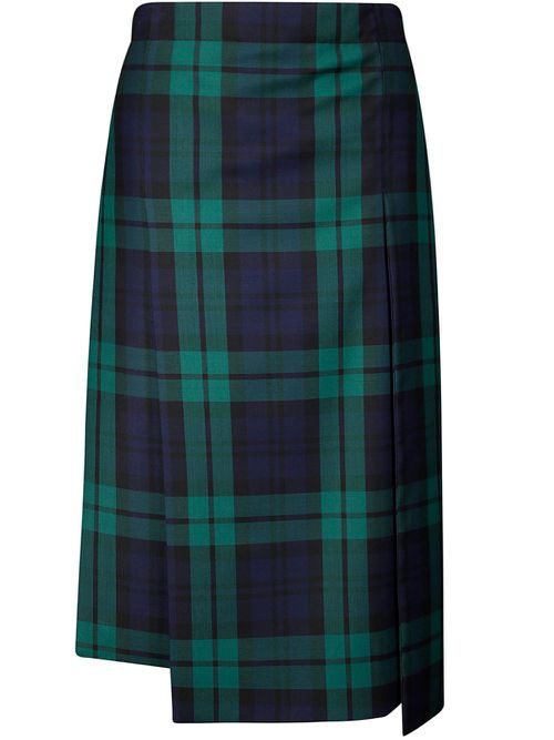 Tartan wool midi skirt - Green