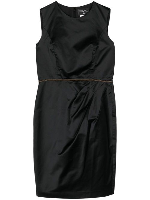 2000s ruched silk dress - Black