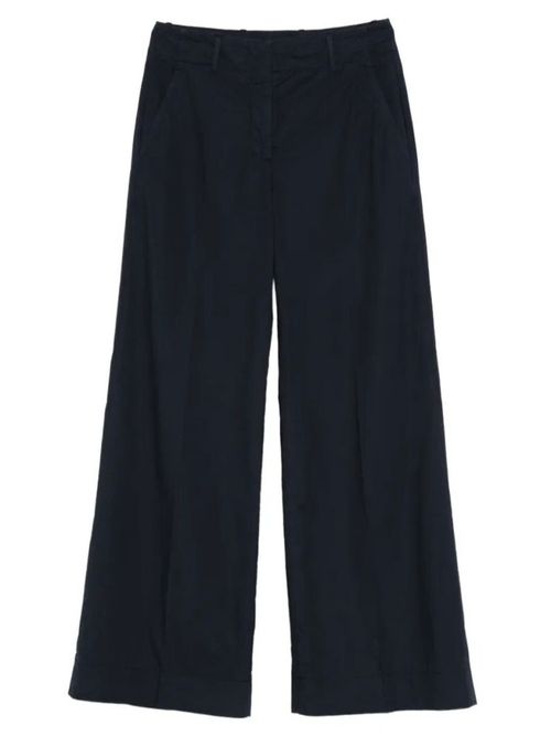 Blue Wide Leg Cotton Trouser