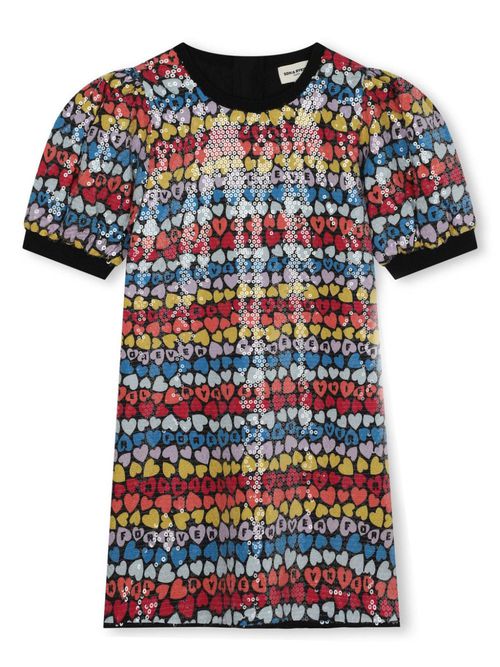 Logo-print sequin-embellished dress - Red