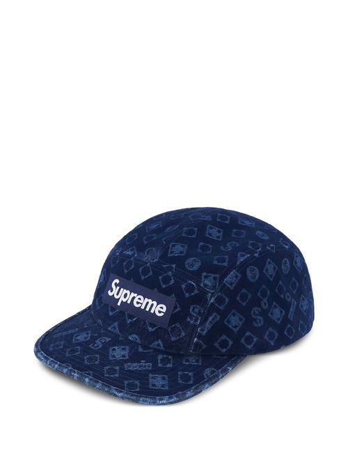 Supreme flocked denim "Blue" camp cap