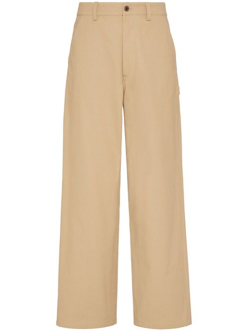 V-detail straight-leg trousers - Neutrals