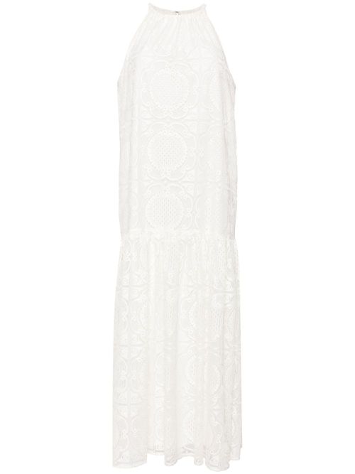 Halterneck crochet maxi dress - White
