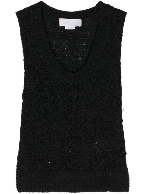 Sequined chunky-knit top - Black