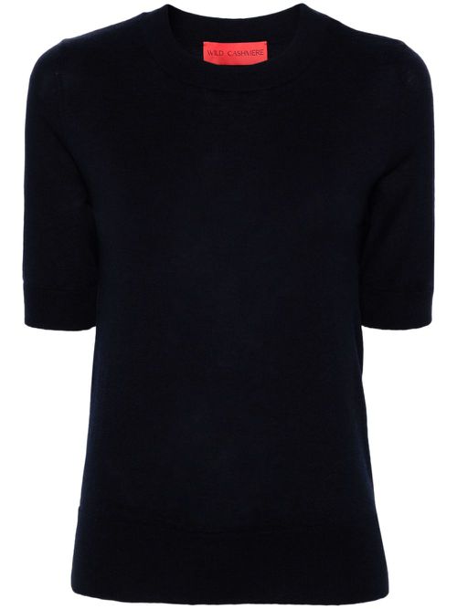 Round-neck short-sleeve jumper - Blue