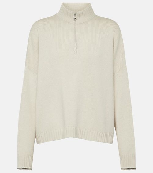 Wool, cashmere, and silk half-zip sweater