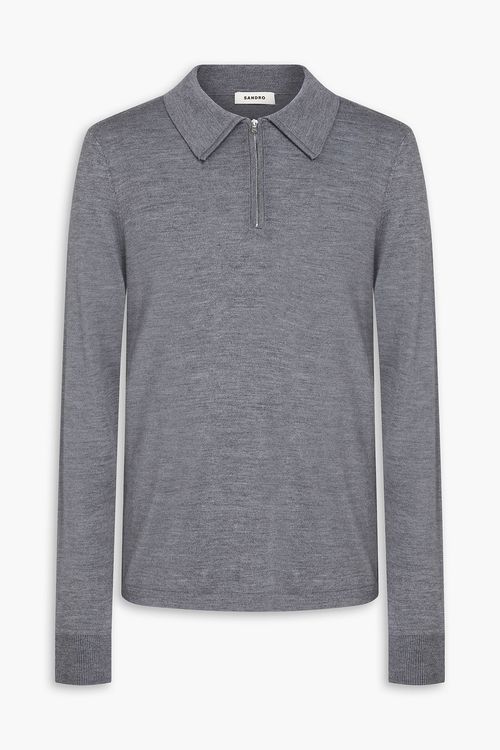 Wool-blend polo sweater - Gray - XS