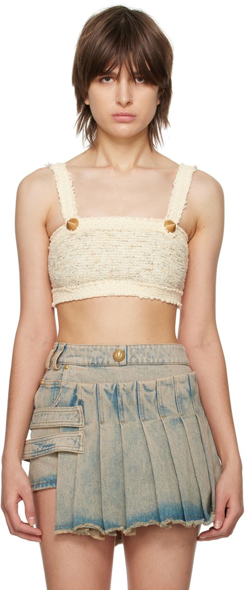 Beige cropped tank top