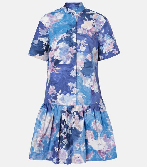 Floral peplum cotton poplin minidress