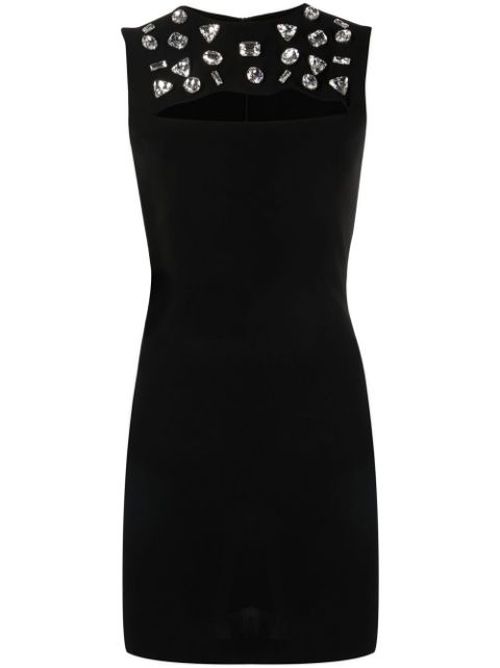 Crystal-embellished sleeveless- dress