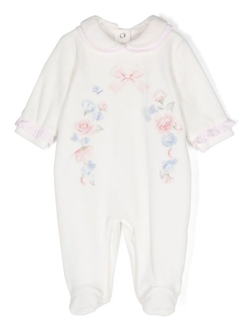 Floral-print ruffle-detail pyjamas - White