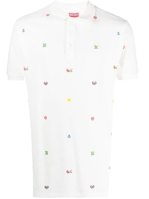 Pixel slim fit polo shirt - White