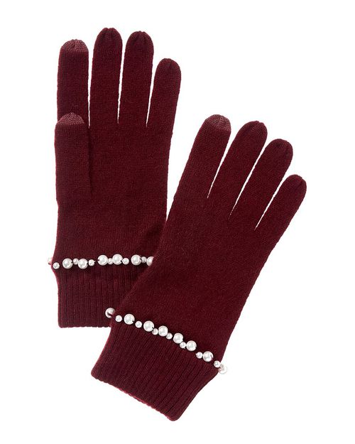 Cashmere Pearl Trim Cashmere Gloves