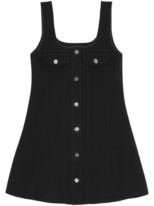 princess polly baby blue dress Ganni Snap Front Bonded Crepe Minidress In Black main image 0