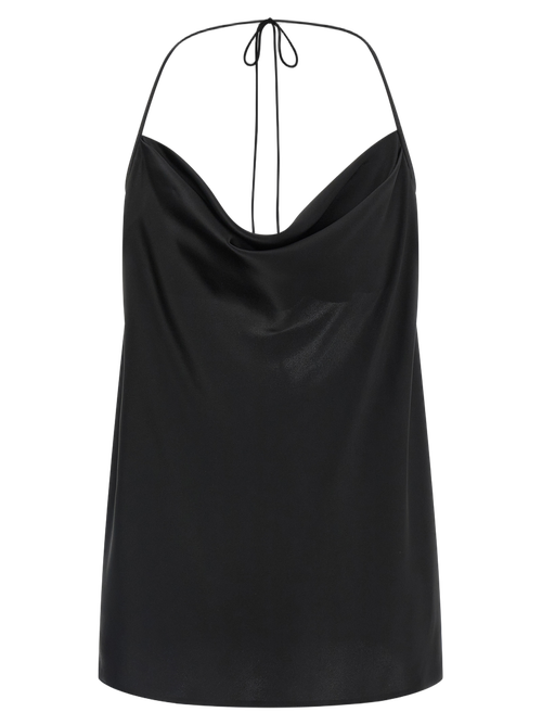 Silk Satin Halter Tank Top — Black
