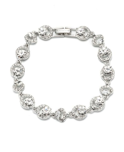 Rose Gold and Silk Crystal Flex Bracelet - Silver