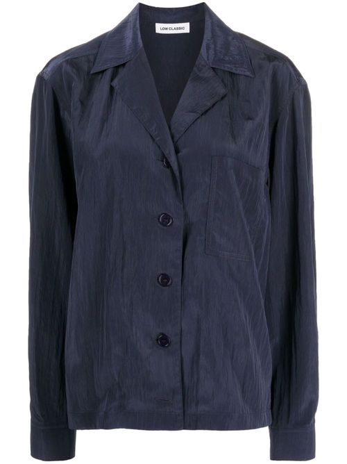 Camp-collar crinkled shirt - Blue