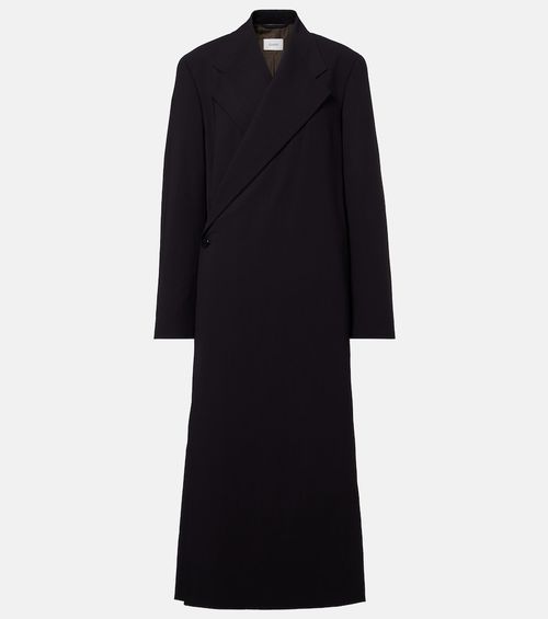 Wool crêpe wrap coat