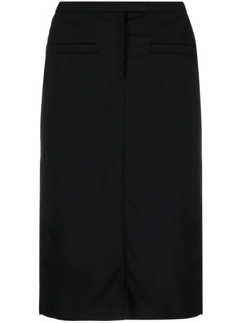 Logo-appliqué high-waist midi skirt - Black