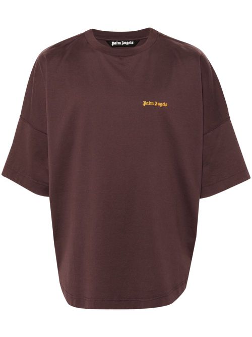 Embroidered-logo cotton T-shirt - Purple