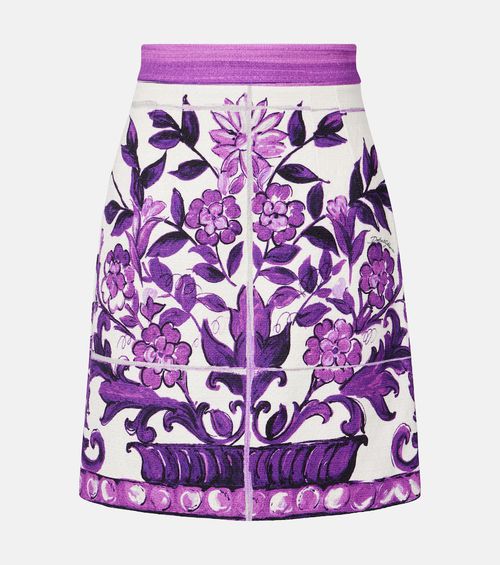 Majolica cotton and linen-blend miniskirt