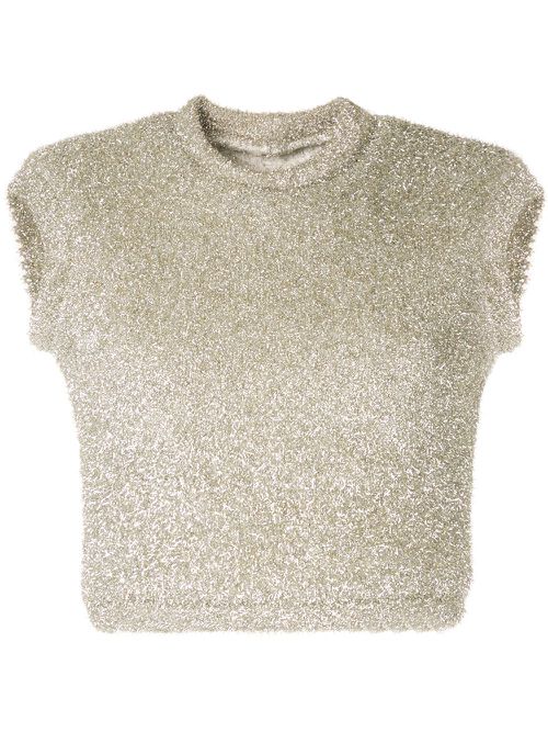 Metallic knitted crop top - Silver