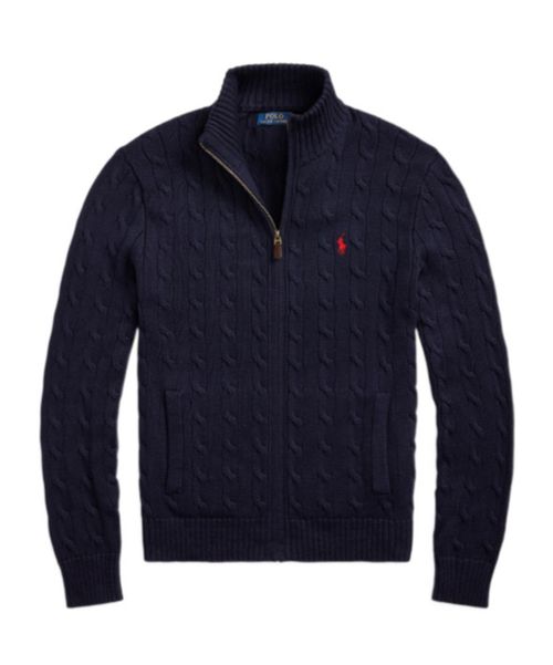 Cable-knit cotton cardigan